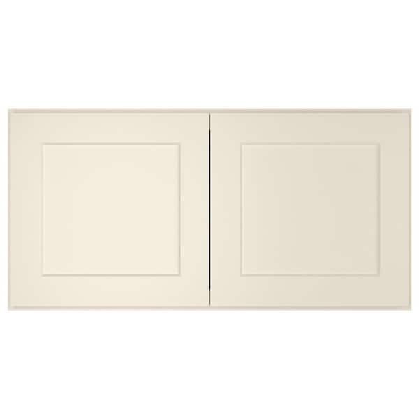 HOMEIBRO 33-in. W x 24-in. D x 18-in. H in Shaker Antique White Plywood Ready to Assemble Wall Bridge Kitchen Cabinet 2 Doors