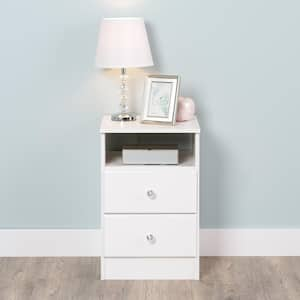 Astrid 2-Drawer Crystal White Nightstand