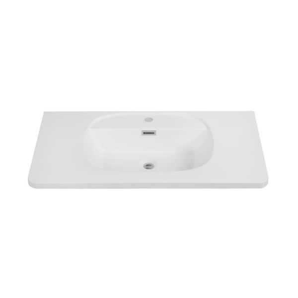 Streamline 35.4 in. W x 18.9 in. D Solid Surface Resin Vanity Top in White