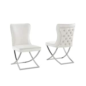Titan Beige/Silver Velvet Dining Chairs (Set of 2)