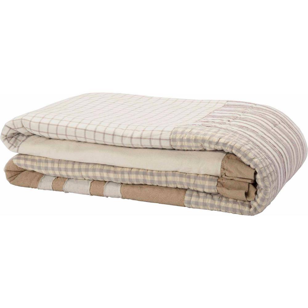 Grace Twin Cotton Patchwork Quilt in Neutral Tones