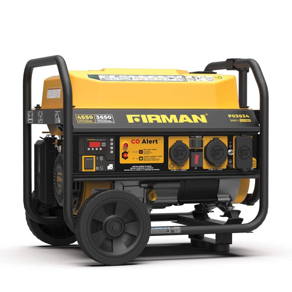 FIRMAN 4,550-Watt/3,650-Watt Gas Recoil Start Portable Generator Powered RV Ready with CO Alert Technology -  P03634