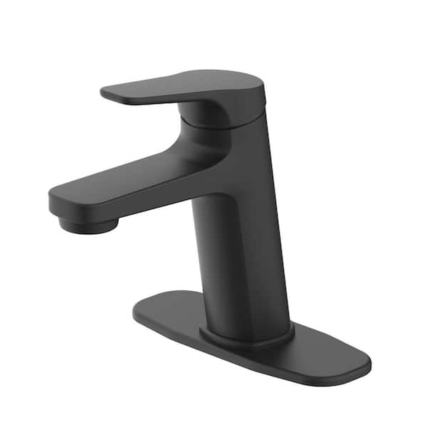 Glacier Bay Minola Single-Handle Single-Hole Bathroom Faucet in Matte Black