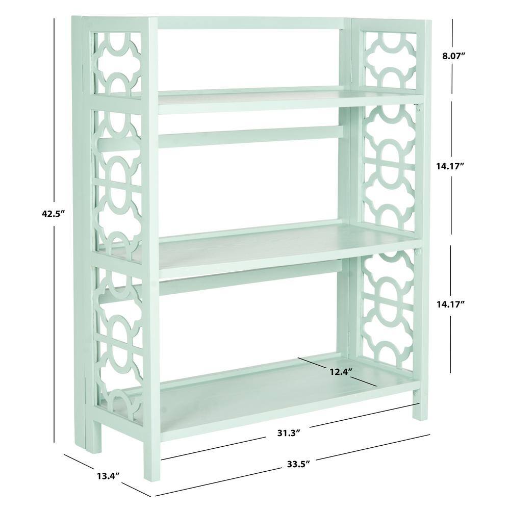 Natalie Aqua Smoke 3-Tier Wood Étagère with Latticework