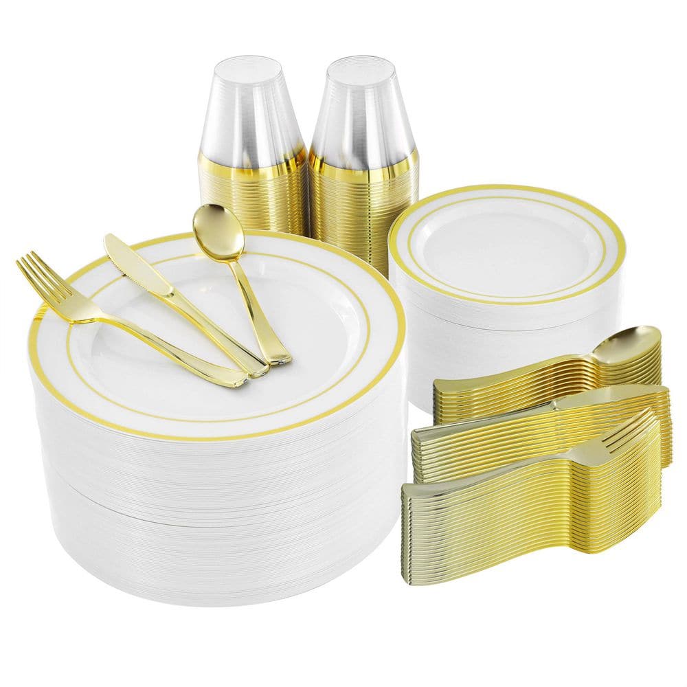MegaChef 600-Piece Disposable Plastic Dinnerware Party Set for 100 ...