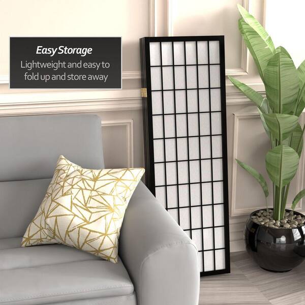 Red Lantern 4 ft. Short Window Pane Shoji Screen - Black - 5