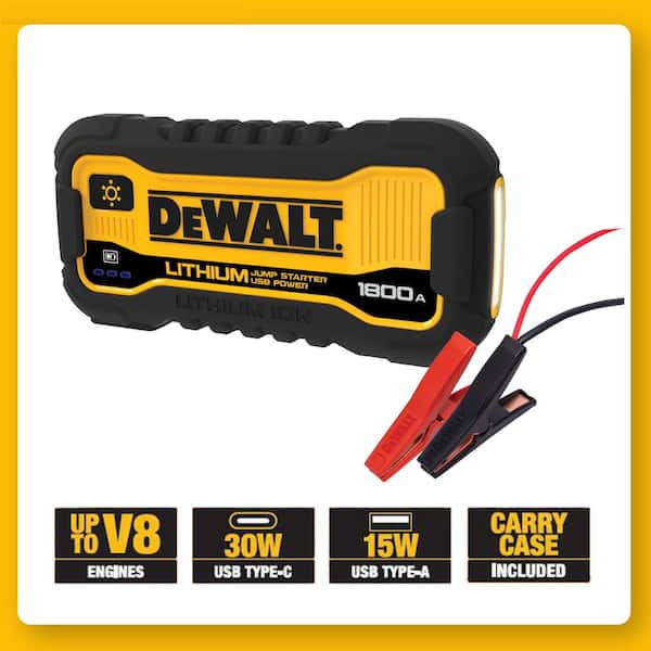 DEWALT 1800 Peak Amp Lithium Jump Starter with USB Power Bank and