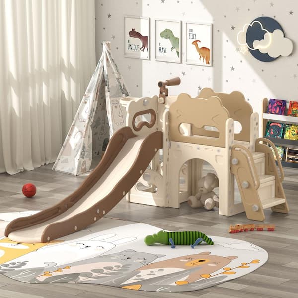 7 In 1 Kids Slide Playset with Aisle and Telescope