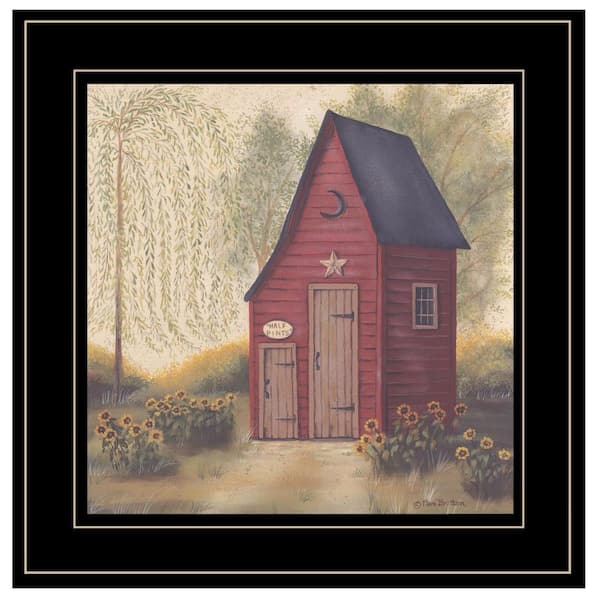 HomeRoots Charlie Folk Art Outhouse II 1-Piece Framed Wall Art 15 in. x 15 in.