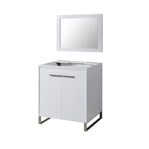 Luca 32 in. W x 25 in. D x 35 in. H Bath Vanity Cabinet without Top in White with Mirror