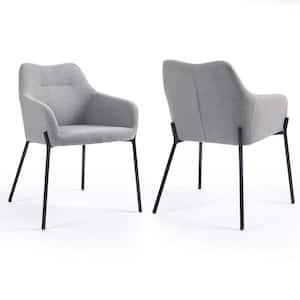 Baran Gray Fabric Dining Chair with Iron Accent Legs Set of 2