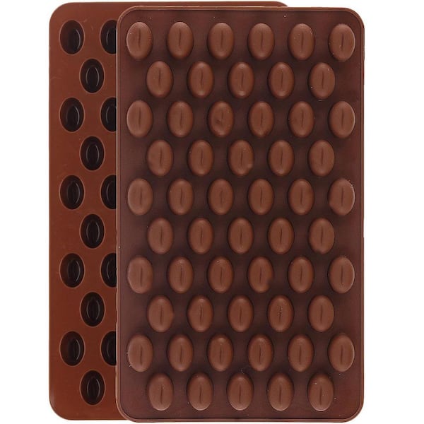 2-Piece Silicone Mini Coffee Bean Candy Mold Set Food Grade for Chocolate Jelly Ice Cube Cake Decoration