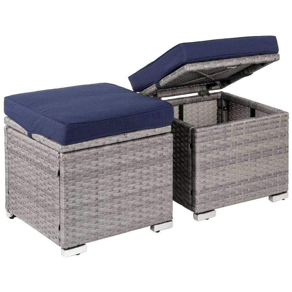 Best Choice Products Gray Wicker Outdoor Ottoman, Multipurpose Outdoor