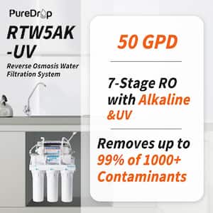 7-Stage Reverse Osmosis Water Filtration System with Alkaline Remineralization and UV Filter, Plus Extra 3-Pre-filters