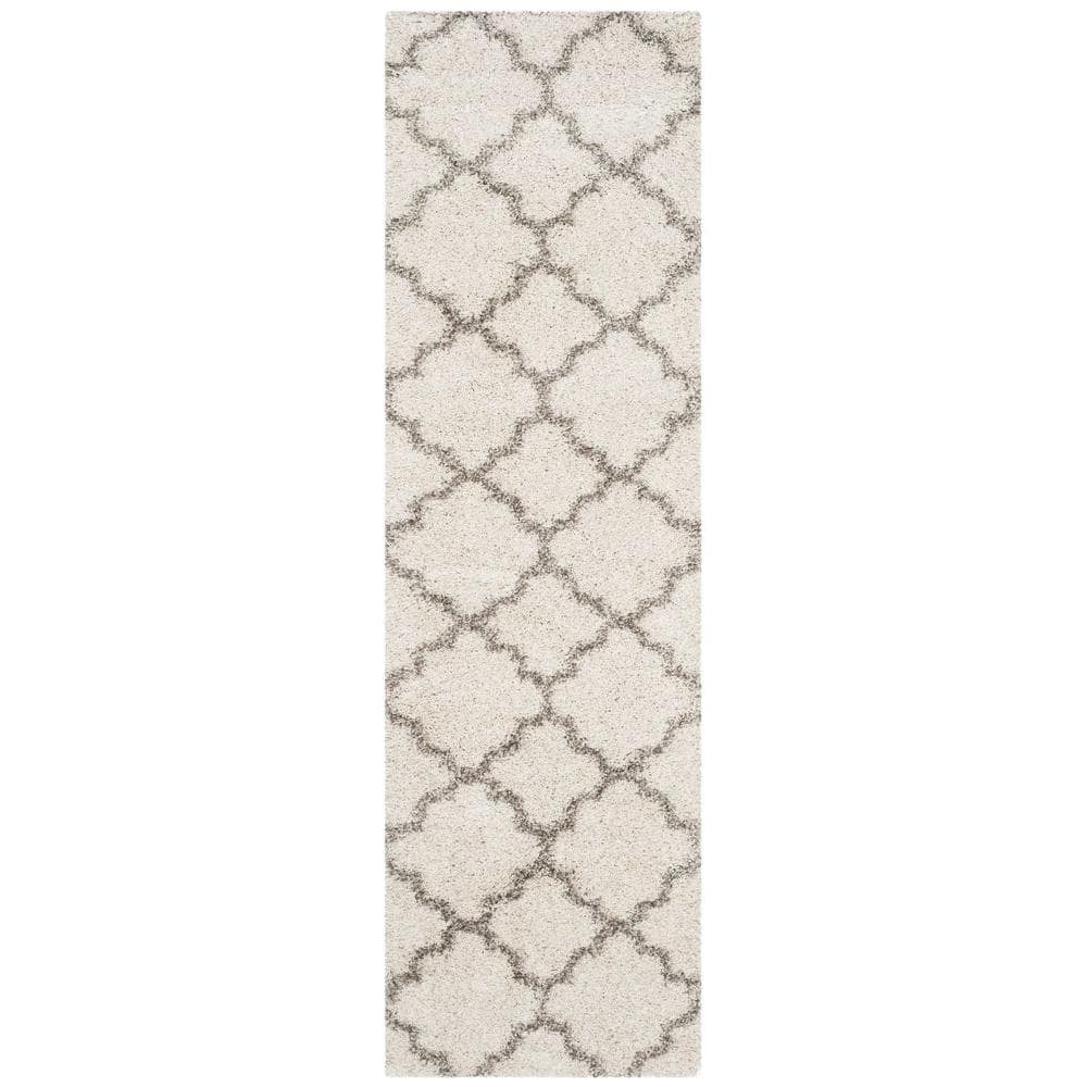 Hudson Shag Ivory/Gray 2 ft. x 6 ft. Geometric Quatrefoil Runner Rug price history on PriceWatchPro