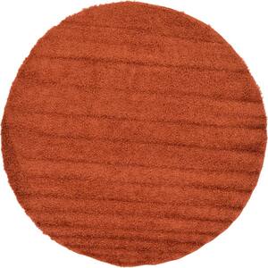 Solid Shag Terracotta 8 ft. Round Area Rug