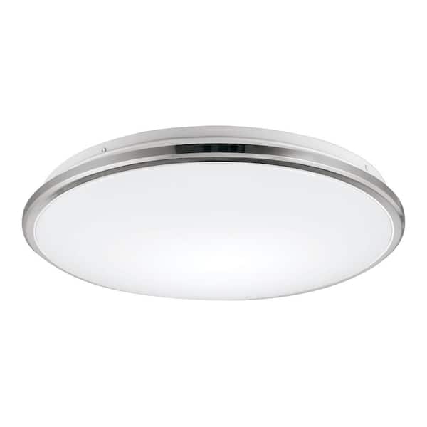 KUZCO Brook 15 in. 1-Light 30-Watt Chrome Integrated LED Flush Mount