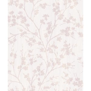 Secret Garden Cream and Pink Calming Branches Non-Woven Paper Non-Pasted Wallpaper Roll (Covers 57.75 sq.ft.)