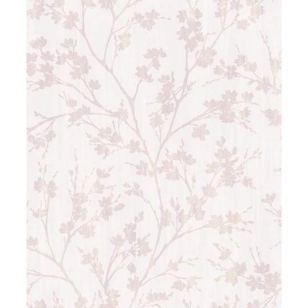 Unbranded Secret Garden Cream and Pink Calming Branches Non-Woven Paper Non-Pasted Wallpaper Roll (Covers 57.75 sq.ft.)