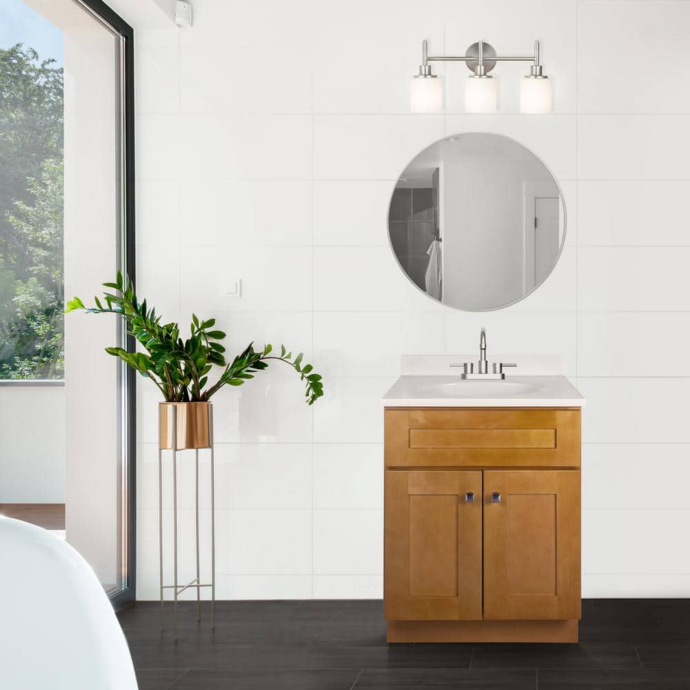 Modern Birch 25" Freestanding Bathroom Vanity with Cultured Marble Top