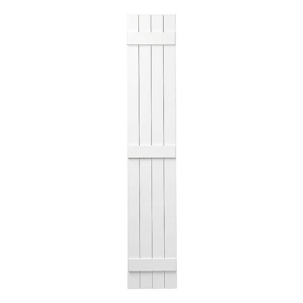 Ply Gem 15 in. x 75 in. Polypropylene 4-Board Closed Board and Batten Shutters Pair in White
