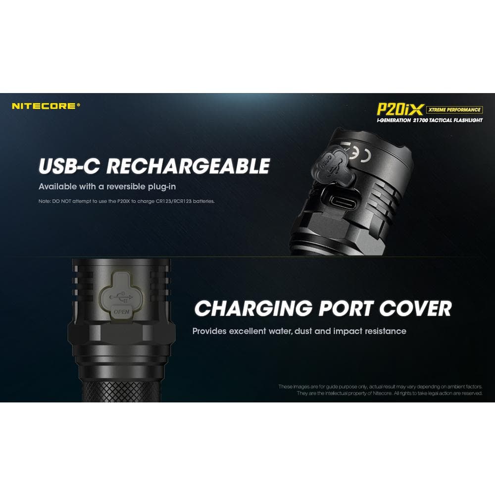 Black 4000 Lumens USB-C Rechargeable Tactical LED Flashlight