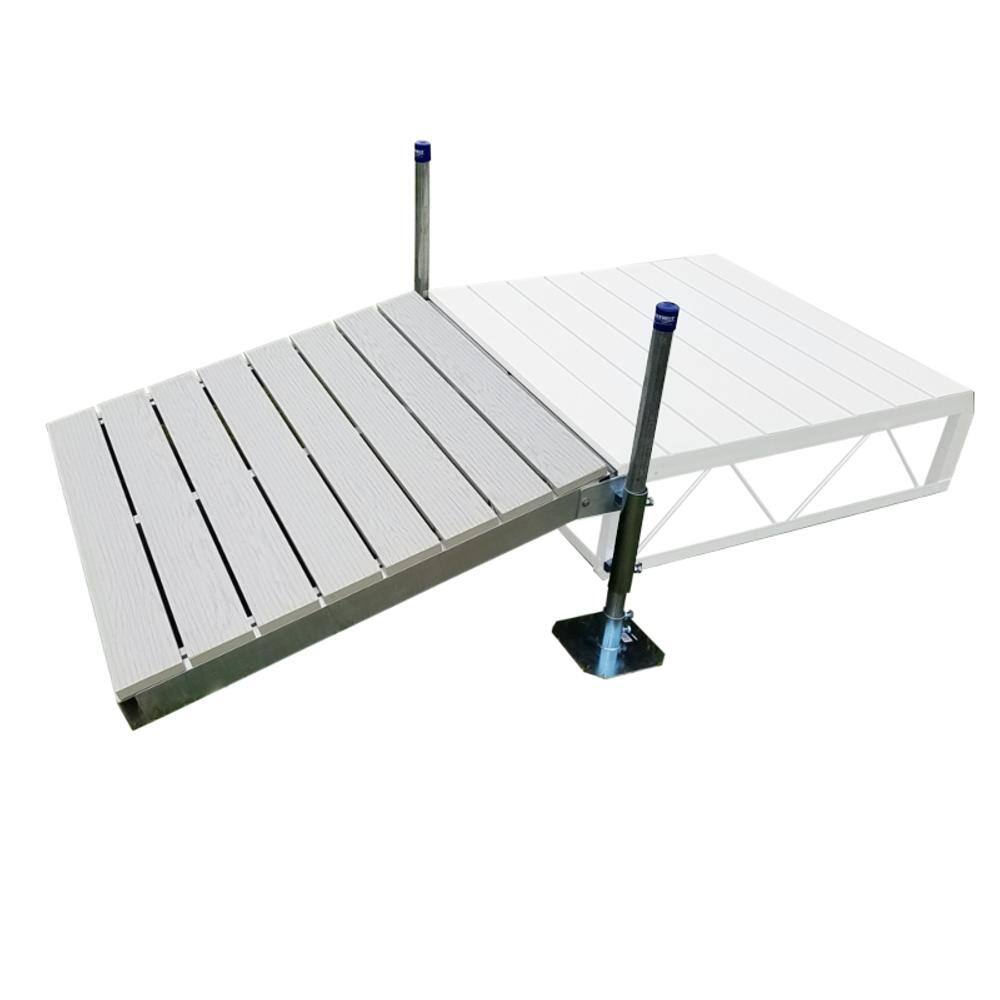 Patriot Docks 4 ft. x 4 ft. Shore Ramp Kit with Gray Aluminum Decking