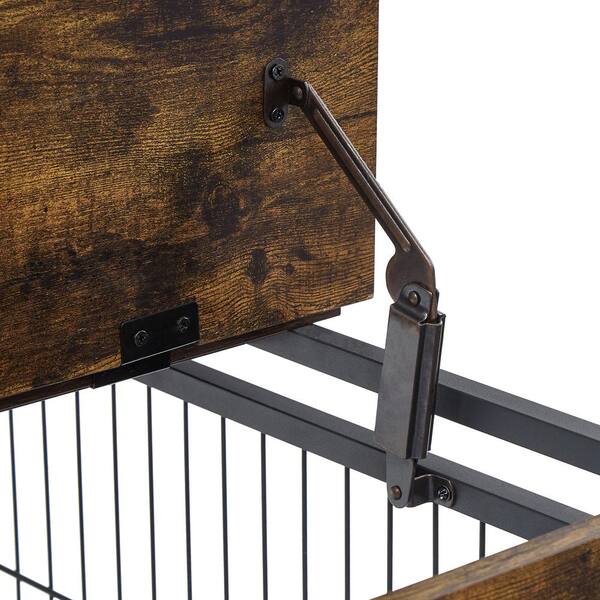 Unbranded - Brown 38.58 in. W x 25.5 in. D x 57 in. H Furniture Style Dog Crate Side Table with Shelves Double Doors Raised Roof