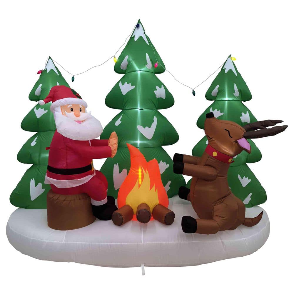 LED Lighted Inflatable Santa and Reindeer Outdoor Christmas Decoration-8' price history on PriceWatchPro