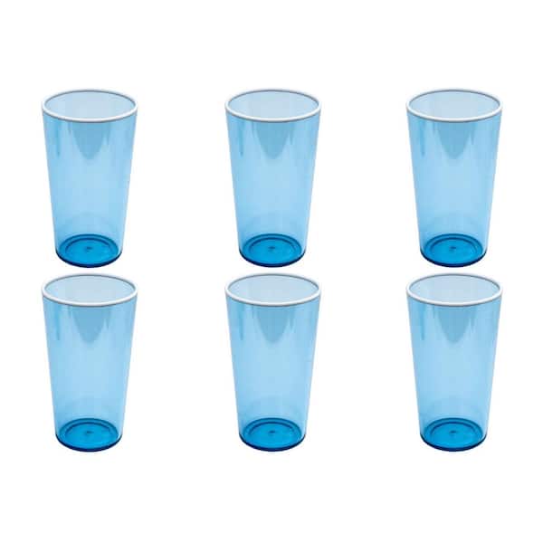 ABODE HOMEWARES Contrast 21 oz. Dishwasher Safe Blue Acrylic Drinking Glass  DK25160884