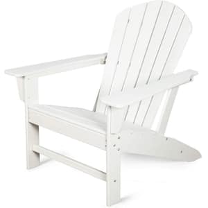 White HDPE All-Weather Composite Outdoor Adirondack Chairs for Garden, Lawns