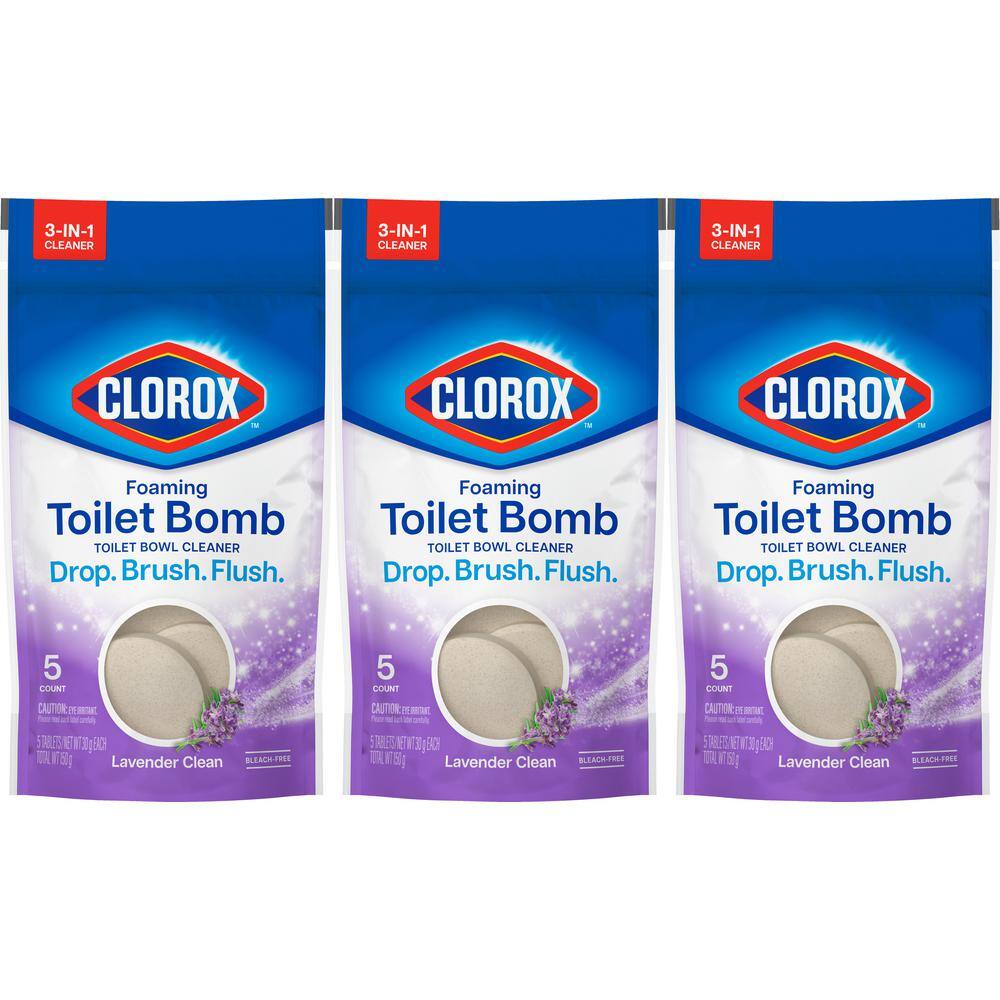 Clorox Foaming Toilet Bomb Toilet Bowl Cleaner 5 CT Lavender Clean (3 ...