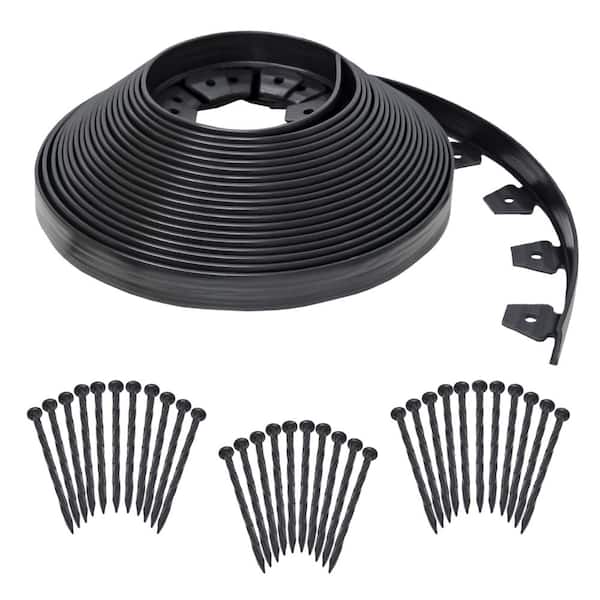 100 ft. No-Dig Landscape Edging Kit, Flexible Garden Border, Black