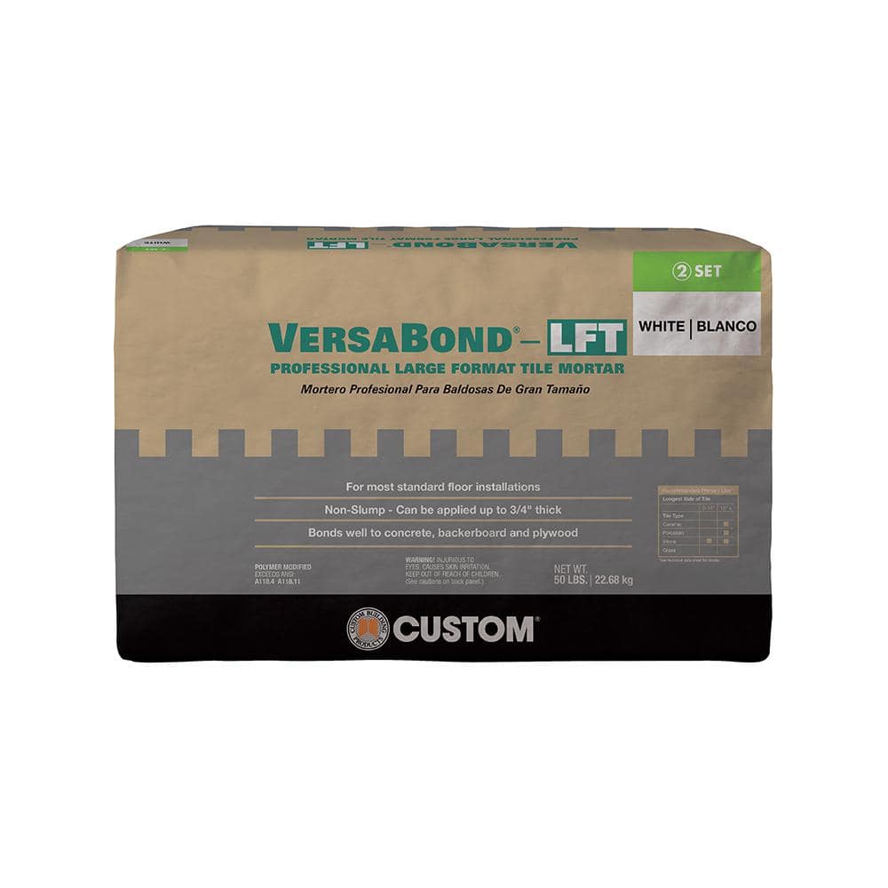 Custom Building Products VersaBond-LFT 50 lb. White Fast-Setting Medium Bed  Mortar for Large Format Tile and Stone VBLFTMW50 - The Home Depot