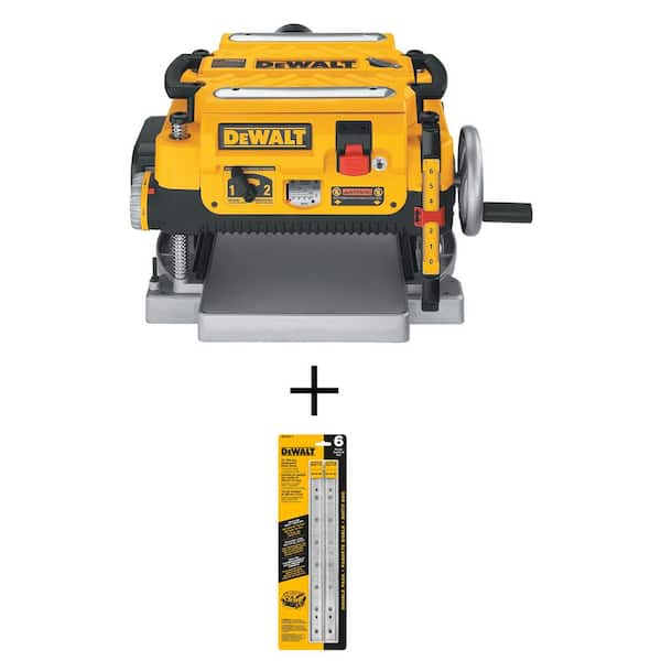 DEWALT 15 Amp Corded 13 in. Planer with 13 in. Heat Treated Double Sided Replacement Planer Knives (2 Pack)