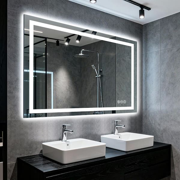 30 in. W x 48 in. H Rectangular Frameless Anti-Fog LED Front Light Backlit Wall Mirror Bathroom Vanity Mirror
