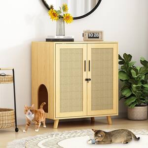 MOOLIVE Cat Litter Box Enclosure, 47.2 Double Hidden Litter Box Furniture  Cabinet with 4 Doors and Divider, Large Cat Washroom for 2 Cats, White -  Yahoo Shopping