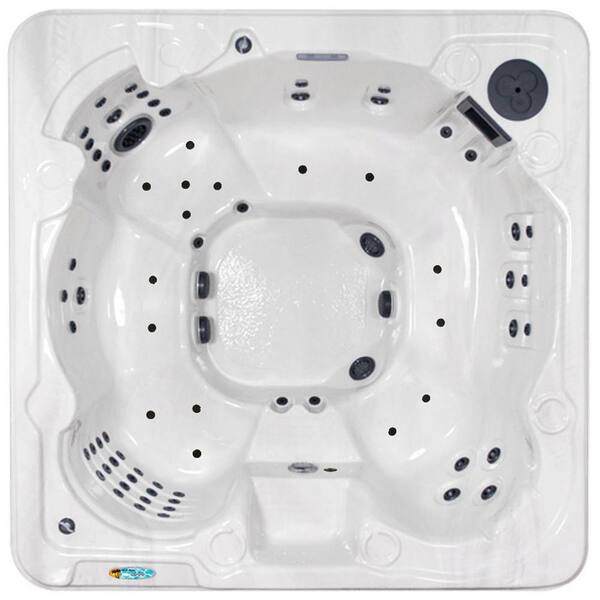 QCA Spas Venice 8-Person 90-Jet Spa with (2) 4.2 HP BT Pump 2 HP Air Blower and LED in Silver Marble-DISCONTINUED