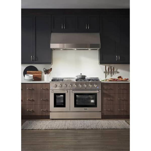 Thor Kitchen 48 in. Gas Range Top in Stainless Steel with 6 Burners  Including Power Burners and Griddle HRT4806U - The Home Depot