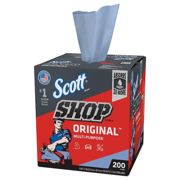 Scott Blue Pop-Up Box Shop Towels (200/Box) 75190 - The Home Depot