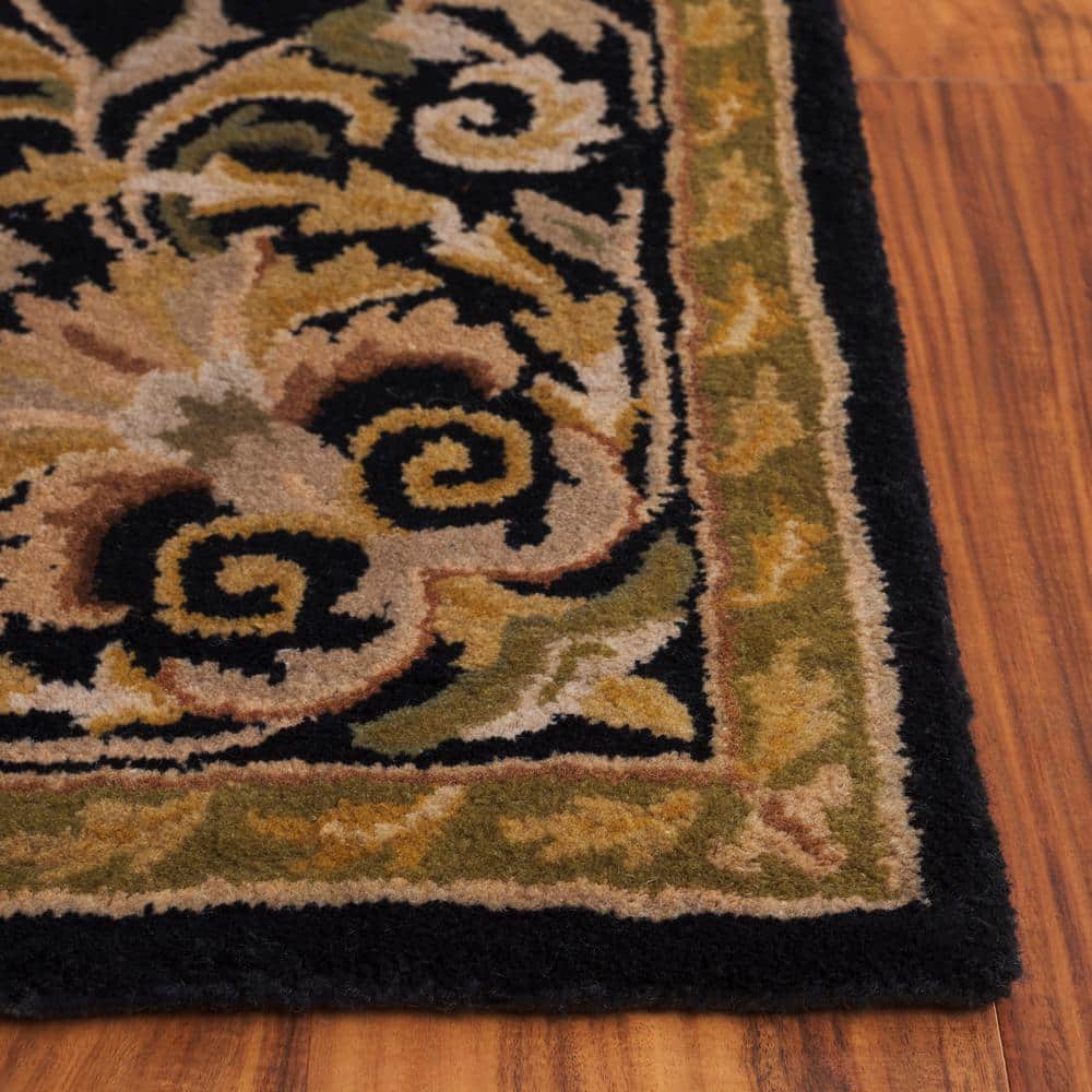 Elegant Heritage Black Wool 7'6" x 9'6" Hand-Tufted Area Rug