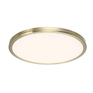 Geos 22 in. 1-Light 2700K Brass LED Flush Mount