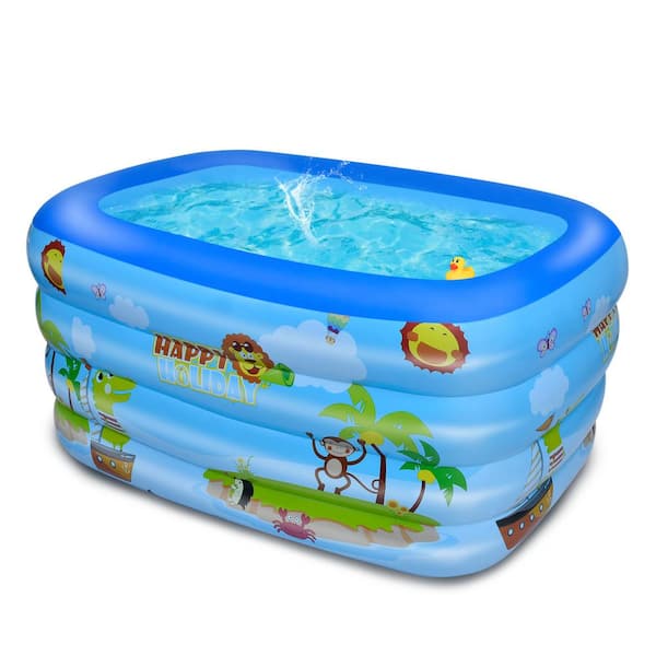 Clihome 70.8 In. W PVC Higher Inflatable Swimming Pool Above Ground CL ...