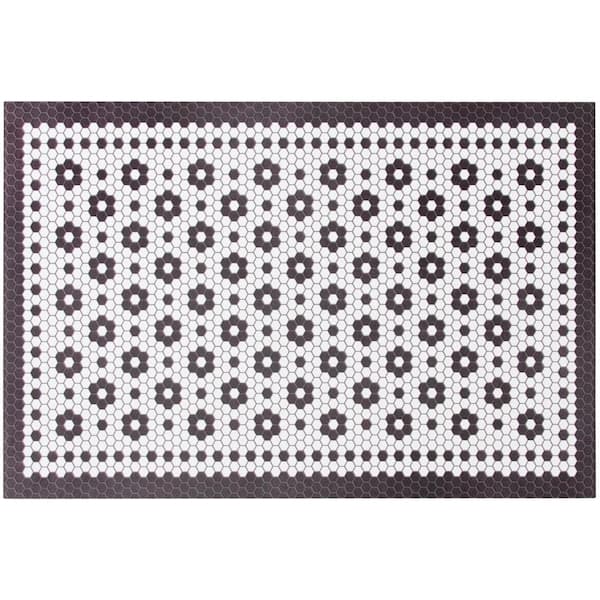 StyleWell Black and White 5 ft. X 7 ft. Diamond Vinyl Area Rug 8215.13.51HD  - The Home Depot