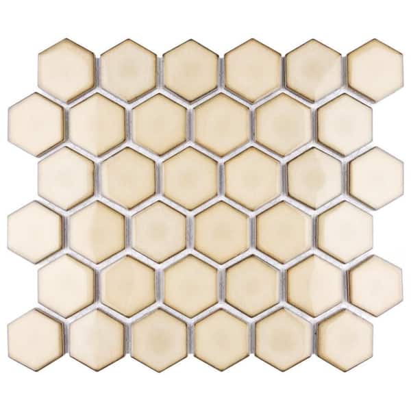 Merola Tile Hudson Due 2" Hex Caffe 10-7/8 in. x 12-5/8 in. Porcelain Mosaic Tile (9.7 sq. ft./Case)