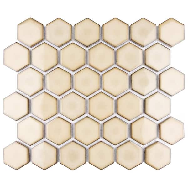 Merola Tile Hudson Due 2" Hex Caffe 6 in. x 6 in. Porcelain Mosaic Take Home Tile Sample