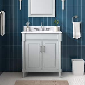 Bristol 31 in. Single Sink Light Gray Bath Vanity with Cala White Engineered Stone Top