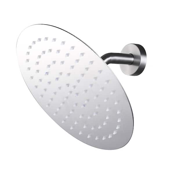 1-Spray Patterns with 1.8 GPM 12 in. Wall Mount Rain Fixed Shower Head in Brushed Nickel