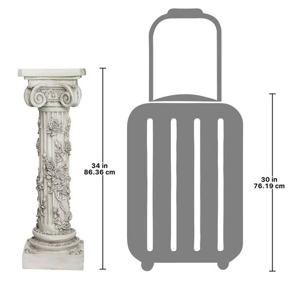 Design Toscano EU2866 Rose Garland Indoor/Outdoor Pedestal Plant Stand, 11 Inches Wide, 11 Inches Deep, 34 Inches High, Antique Stone Finish