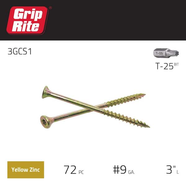 Grip Rite #9 X 3" Composite Deck Screws, Prime Guard Plus, Gray  1 Lb Pack 12 Packs L3csg1